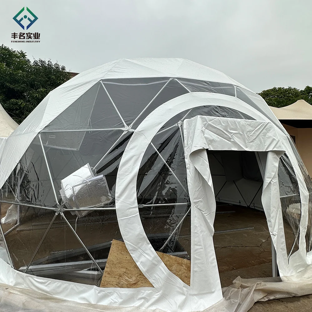Aluminum hotel waterproof pvc outdoor dome glamping tent concrete geodesic dome house