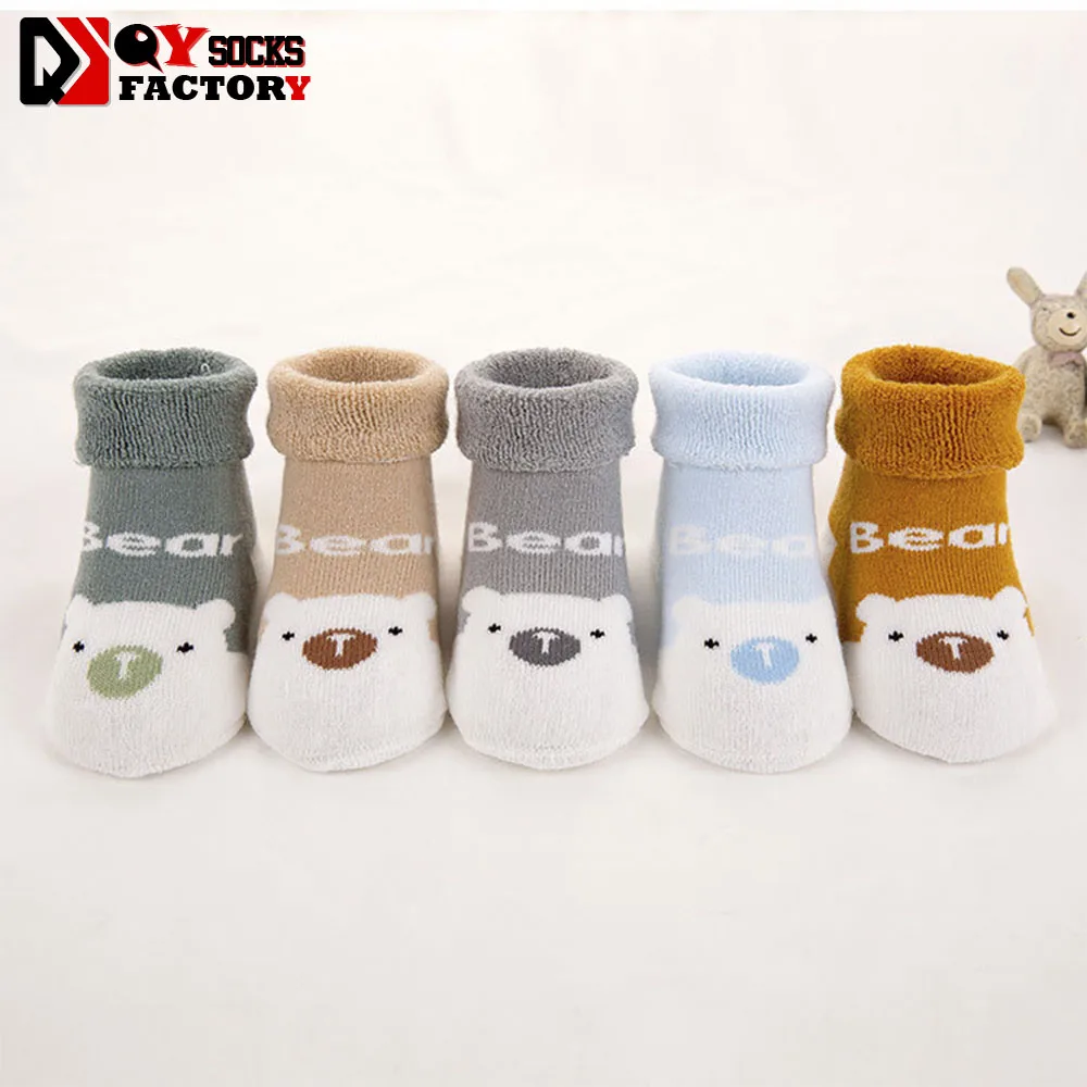 Custom Soft Cotton Kids Cartoon Terry Socks Keep Warm Baby Winter Terry Loop Socks