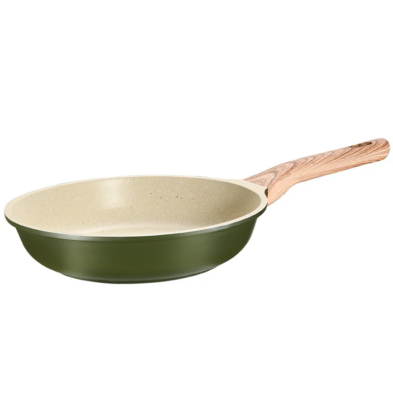 Wholesale Kitchen Green Round Multifunctional Nonstick Metal Cast Iron Fry Pan With Handle