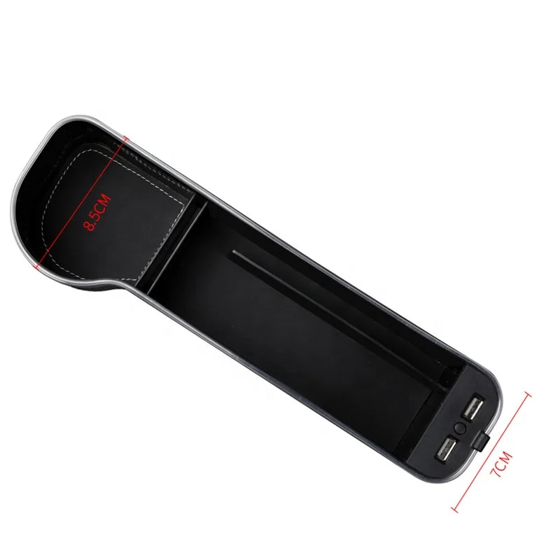 Car Seat Pockets with Led Light with USB Car Charger Luxury Auto Storage Box Car Seat Gap Organizer