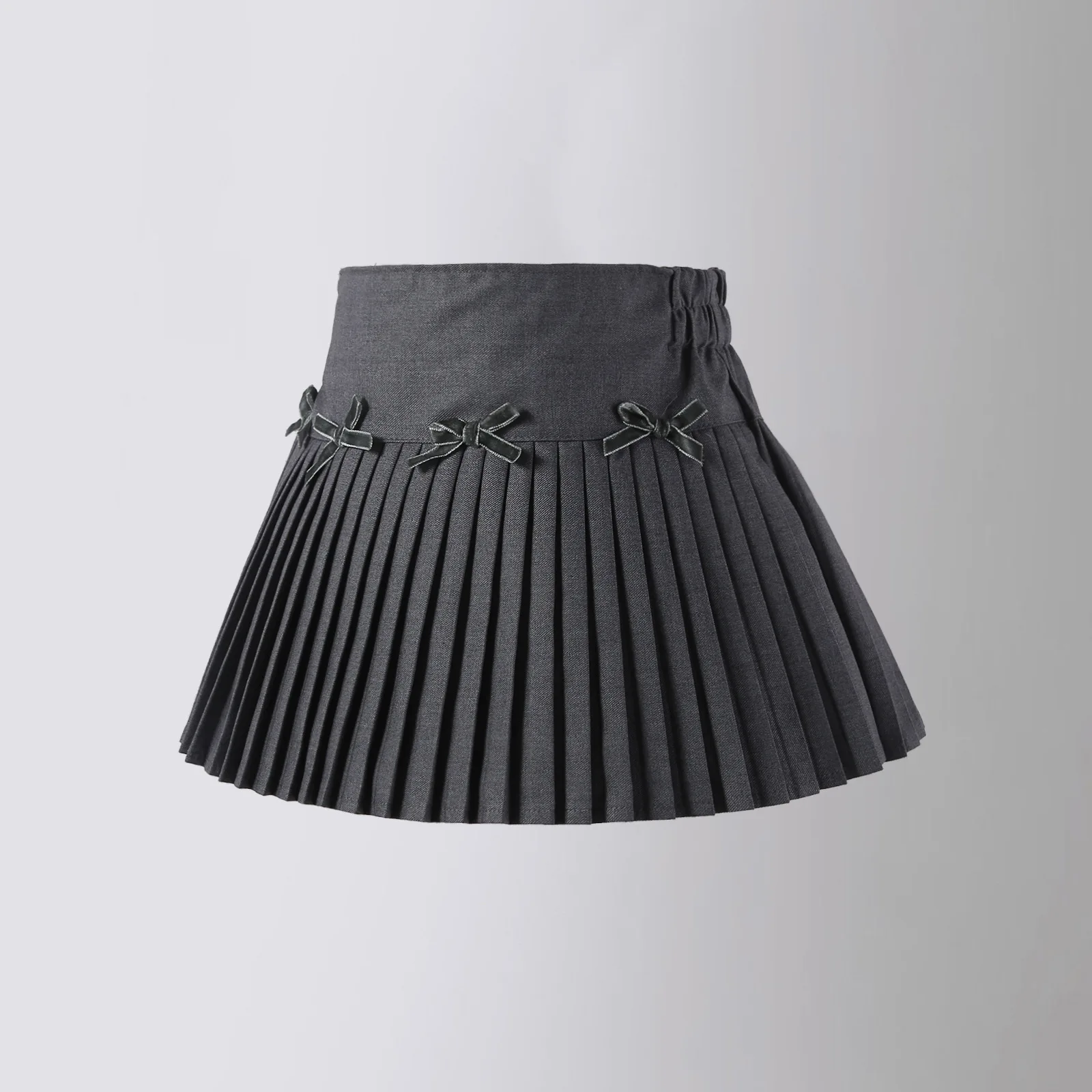 2024 New Toddler to Teenager Girls Brown Gray Black Pleated Skirt 3-9 Years