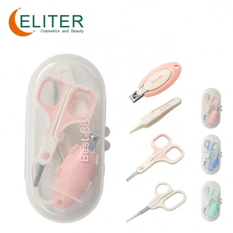 Eliter Hot Sell In Stock 4 In1Pink Blue Green Infant Care Kit Boy Baby Kit Set Set Nail Babi Newborn Grooming Kit
