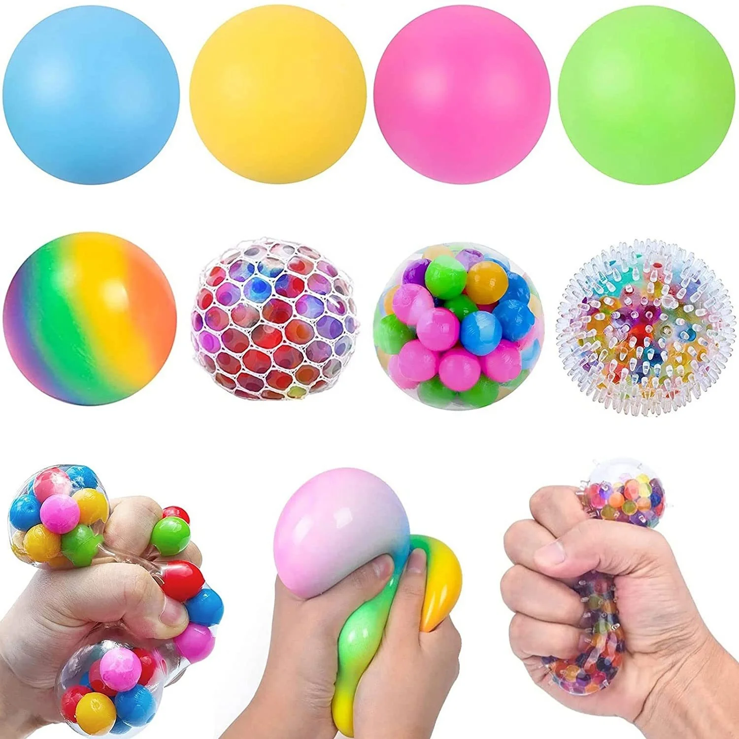 Colorful TPR Gel Water Bead Anti Stress Relief Custom Fidget Squeeze Mesh Squishy Stress Ball With Logo Fidget Toys For Kids