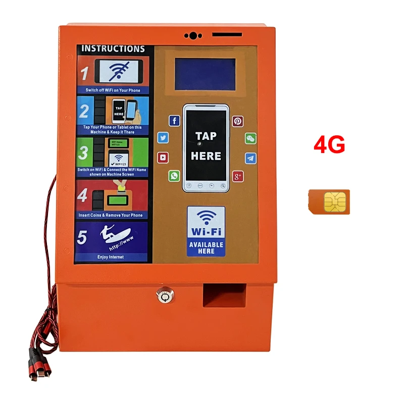 Tap Coin Self-service WiFi Vending Machine With 4G Sim Card Slot