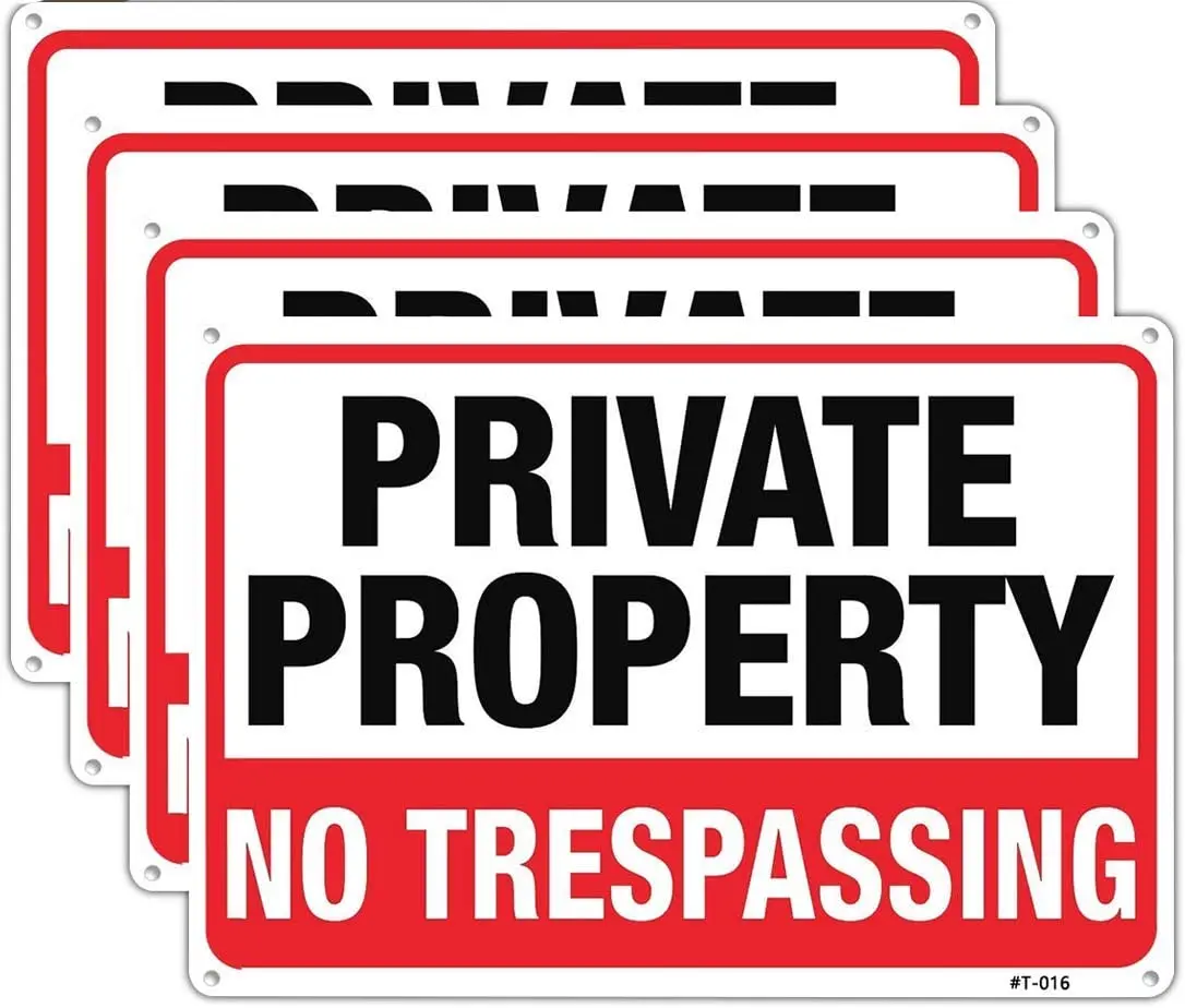 Large No Trespassing Signs Private Property Metal 10x14 Inch Rust Free Aluminum,UV Ink Printing,Durable