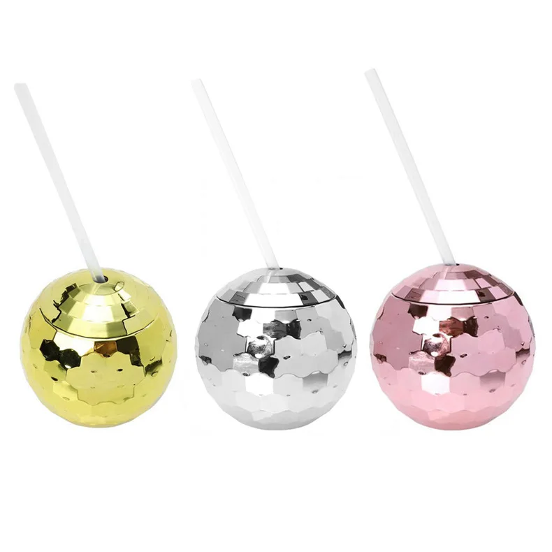 20oz 600ml Glitter Mirror Led Party Cowgirl Silver Custom Logo Plastic Disco Ball Drinking Cups Cup with Straws Cowboy Hat