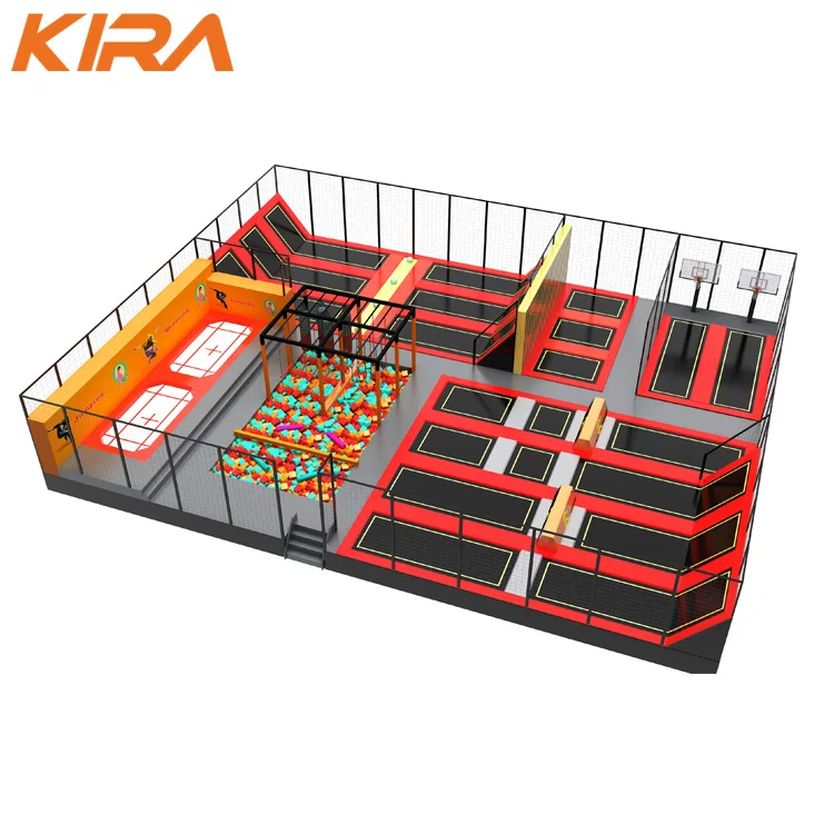 Hot Sale Free Jump Adult And Kids Indoor Playground Trampoline Park With Slide