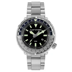 Tin Case Men Diving Watch  Automatic Sapphire Super Luminous Water Resistant 300M Solar Quartz Wrist Watch
