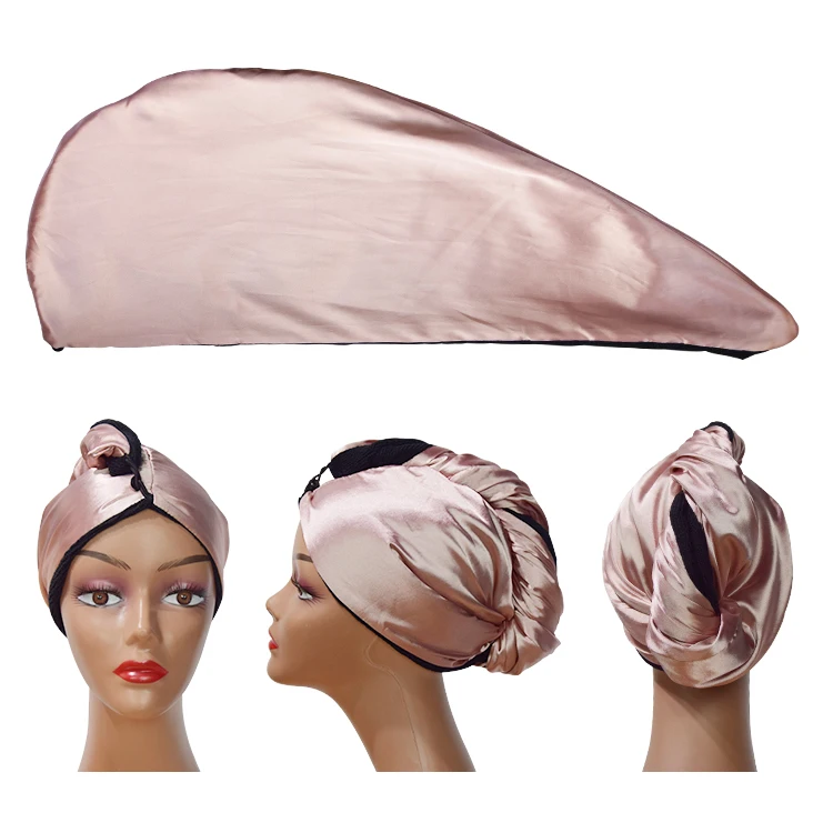 New product water absorption satin hair towel plain dyed 2 layers