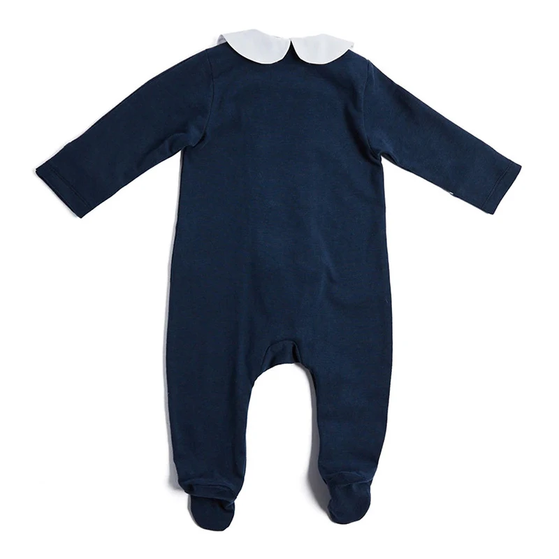 Organic baby romper bamboo customize peter pan collar sleep suit baby customize bamboo onesie with feet sustainable baby clothes