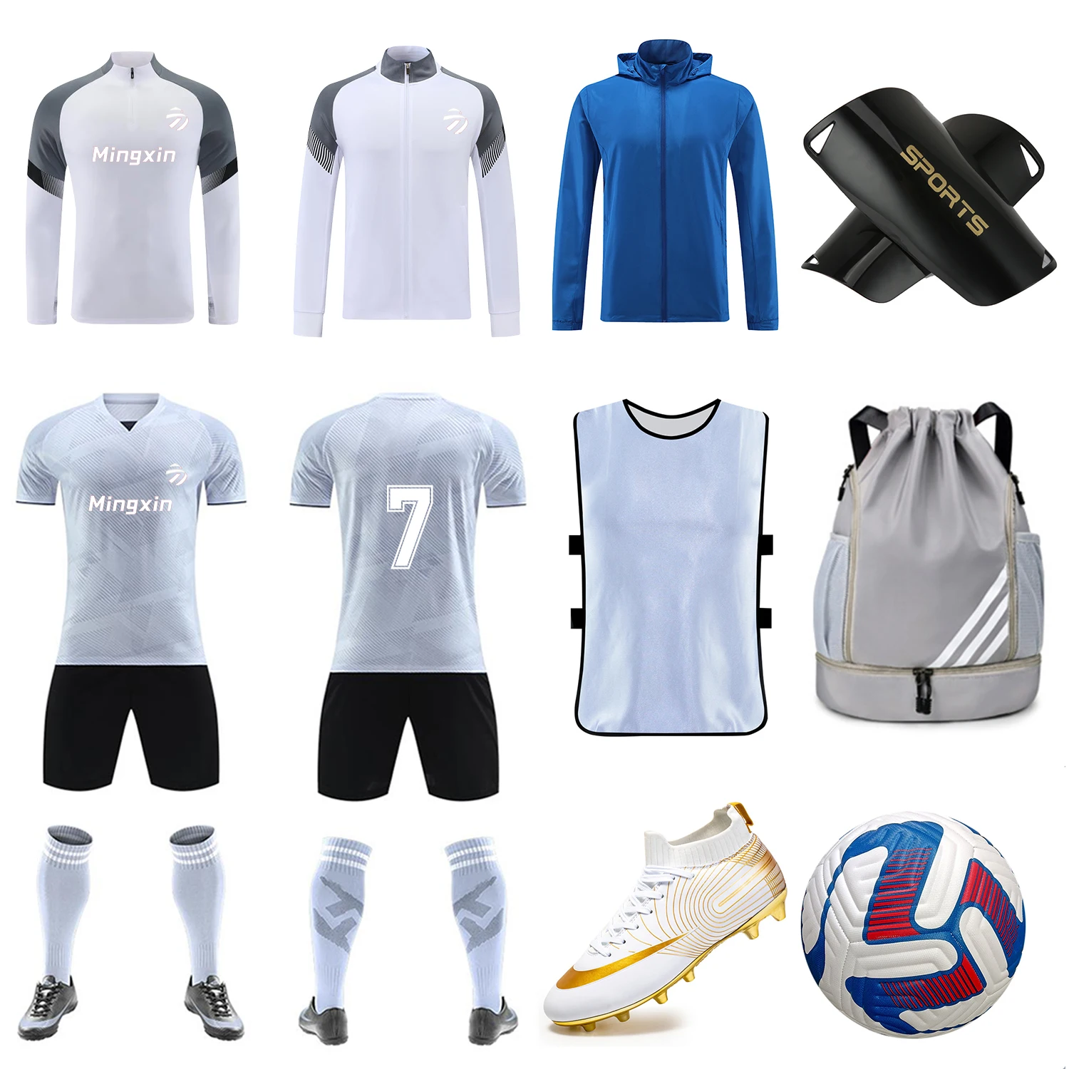Дизайн клуба команда название Ретро мужской пустой Maillot Club De Foot синий и белый комплект футбольной формы с носками