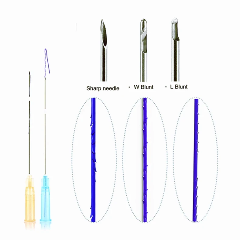 19g 38mm 60mm Cog Type 2-1 L Needle For Nose 6D 4D OEM Size Lifting Thread PDO COG Thread With 4d 6d Needle