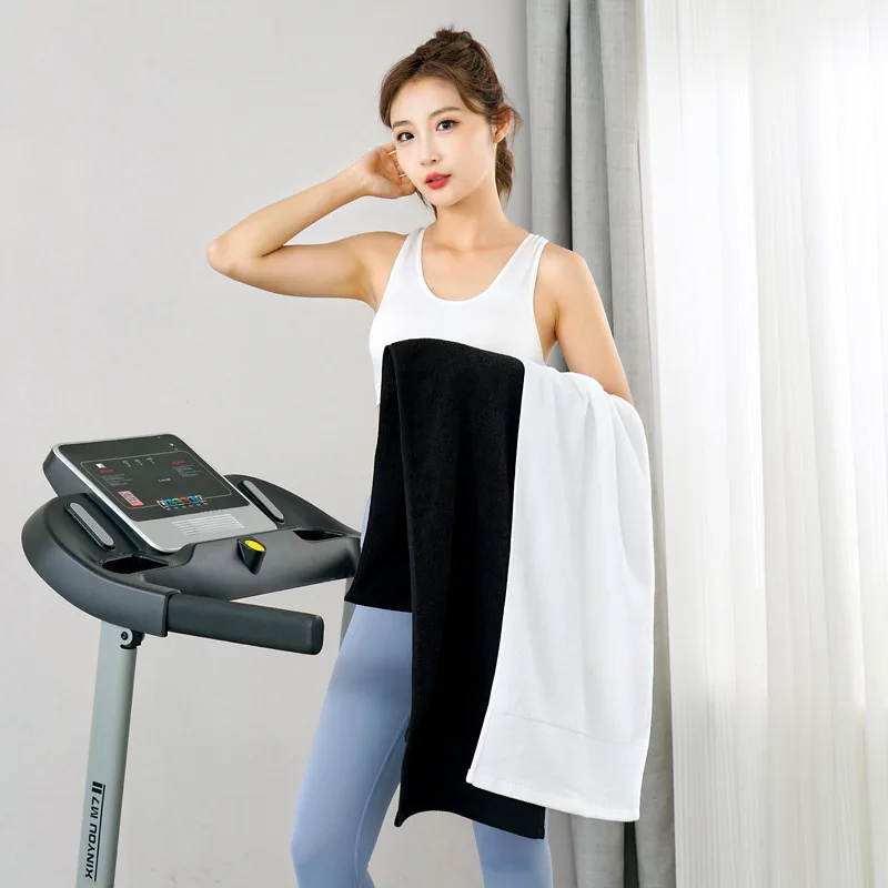 Custom 100% Cotton High Quality Black Gym Towel Embroidery Logo Face Towel