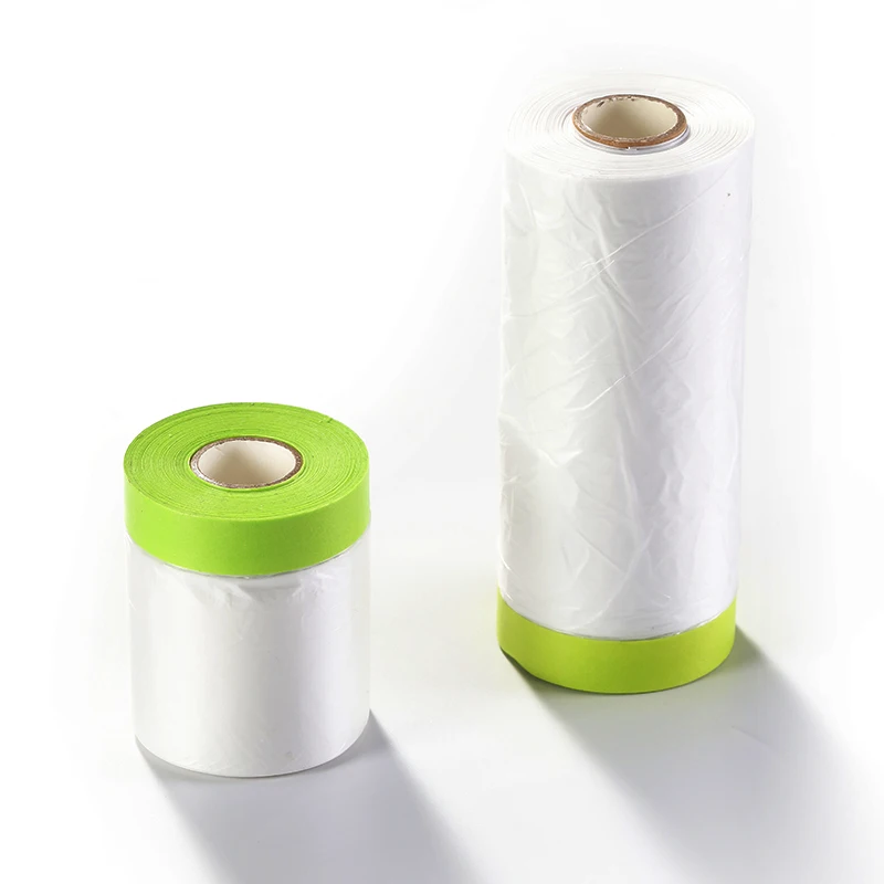 Free Sample LOW MOQ Car Protection Usage Disposable HDPE Plastic Pre Taped Masking Film Tape For Car Painting