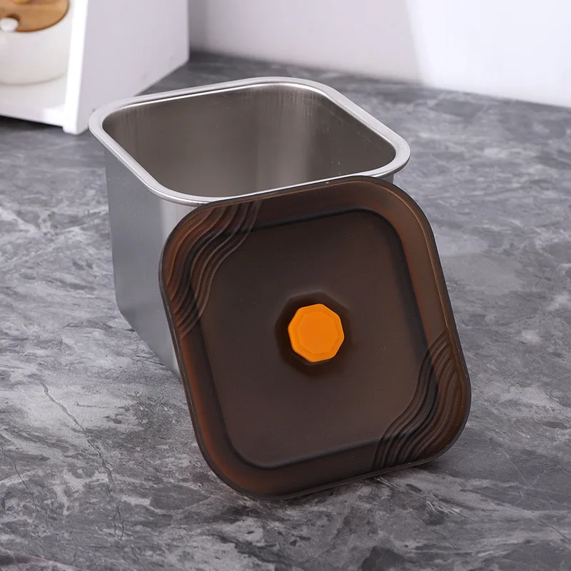 Portable commercial stainless steel seasoning tank kitchen supplies food storage seasoning storage container boxes with lids