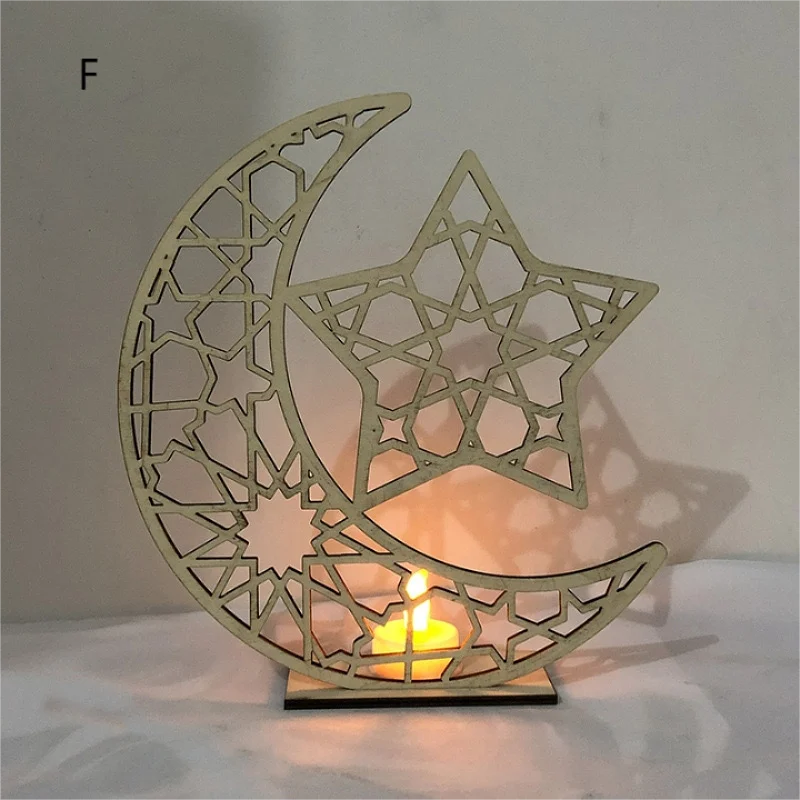 Middle East Arab Crescent Light Moon Star LED Tealight Candle Holder Night Light Eid Ramadan Kareem Decoration Incense Pray