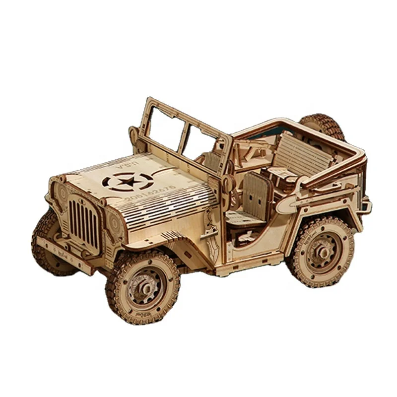 Educational toys custom easy puzzle off road car 3d Wood Car Puzzle
