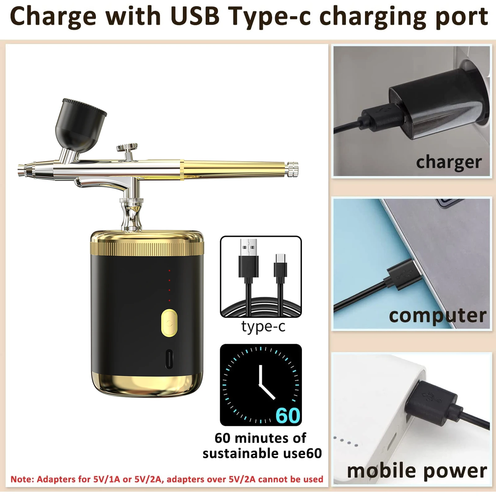 High Quality Air Brush Makeup Cake Paint Air Brush Mini Airbrush Cordless Airbrush Kit with Compressor