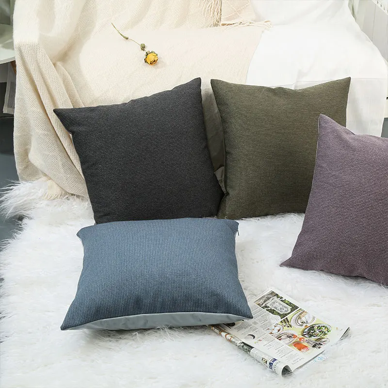 Amity Texture Face Soft Velvet Back Pillow Cover Solid Polyester Rectangle Pillowcase Simple Throw Pillow Cover