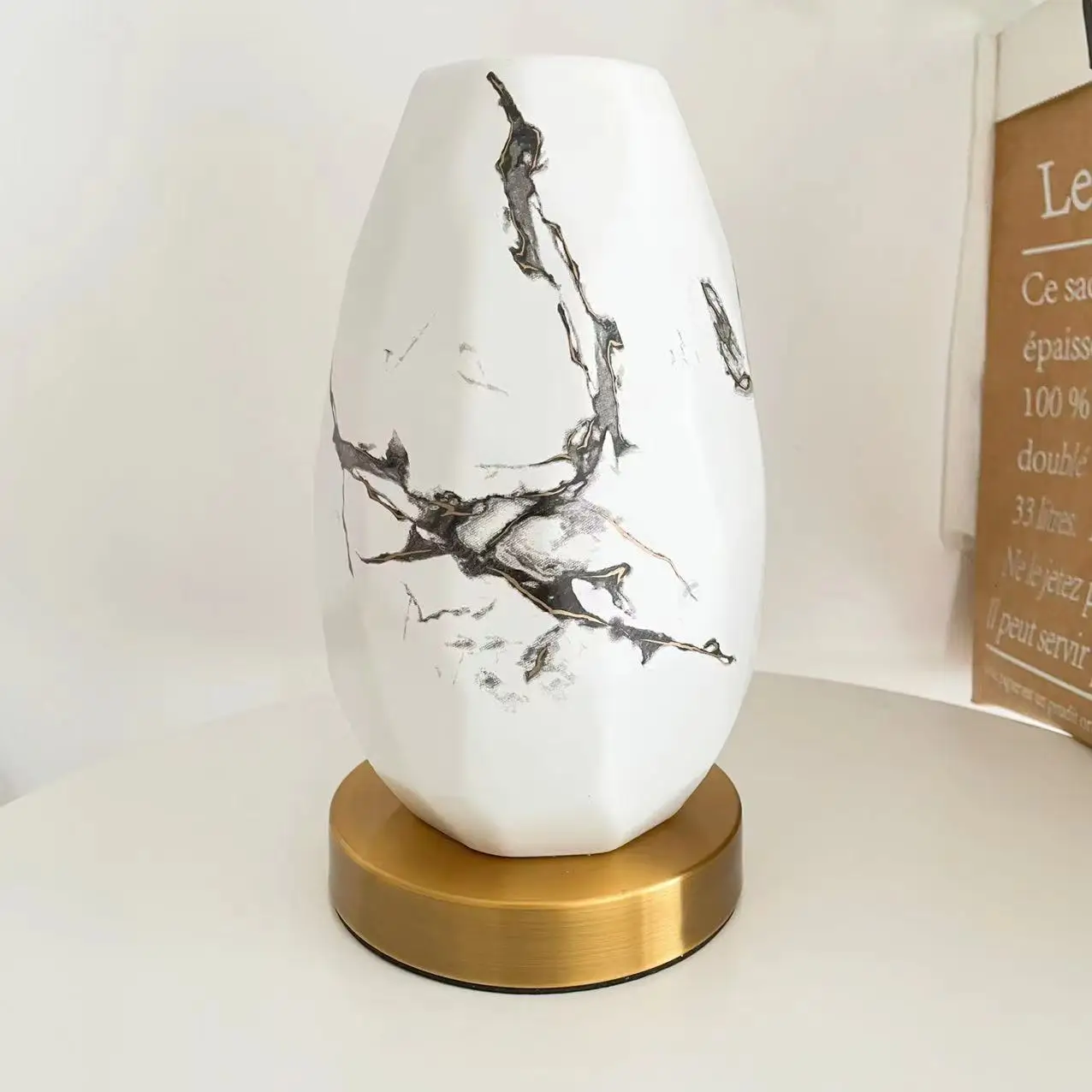 Northern Europe style household decoration luxury home accessories white ceramic handcrafted ornaments nordic vase metal base