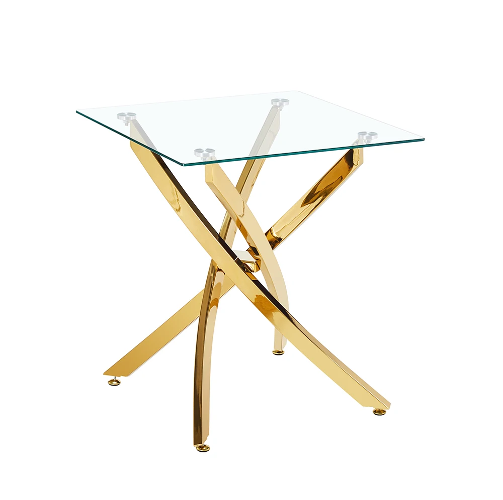 Modern Dining Furniture Luxury Golden Metal Round Table Tempered Glass Top Dining Table For Home