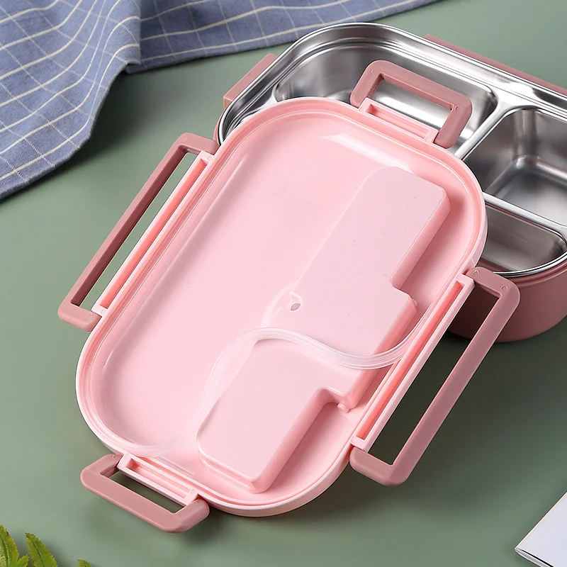 
Bento Lunch Box Storage Box & Bins Stainless Steel Food Container Durable Tiffin Lunch Box Picnic Carrier Basket Four Lock 