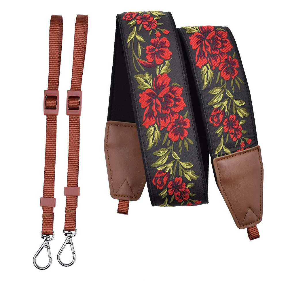 
Promotional Sale Vintage Colorful Custom Embroidered DSLR Camera Straps 
