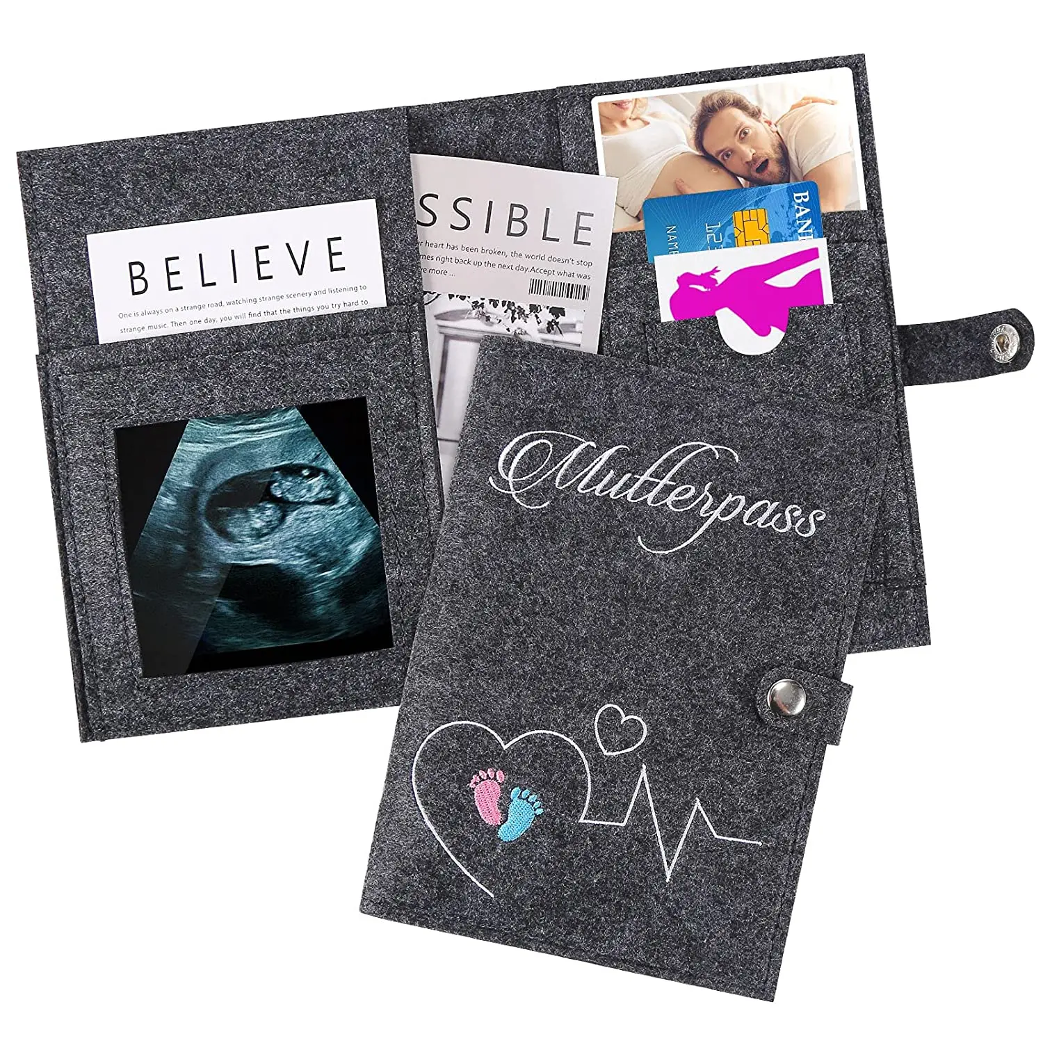Eco-Friendly custom embroidery organizer felt baby pregnant women maternity mother passport cover holder and mutterpass