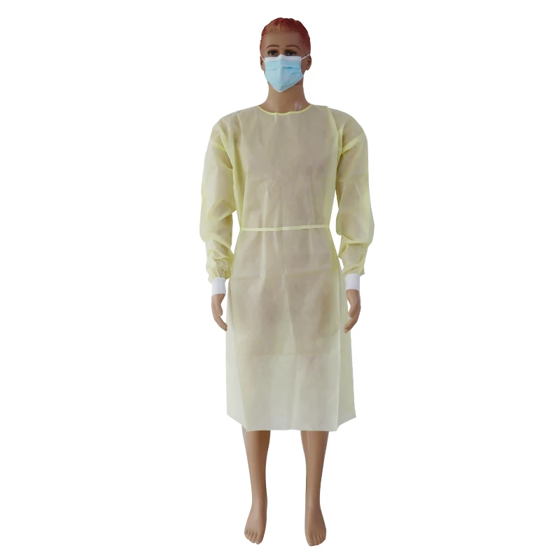 Yellow color Level 2  disposable hospital gowns Disposable isolation gowns