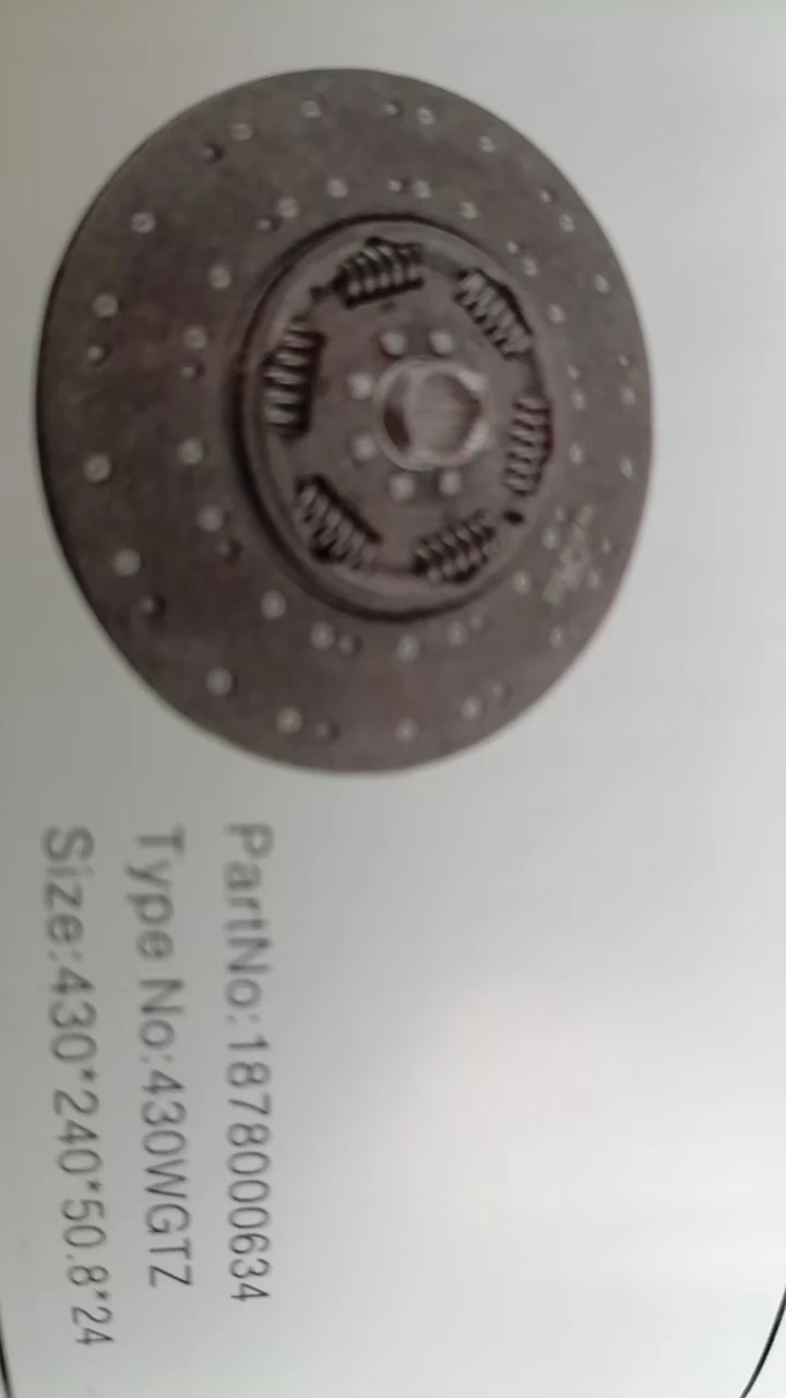 YSD AUTO clutch cover pressure plate 3483034042 size 430*235*450 clutch disc 1878000634 size 430*240*50.8*24