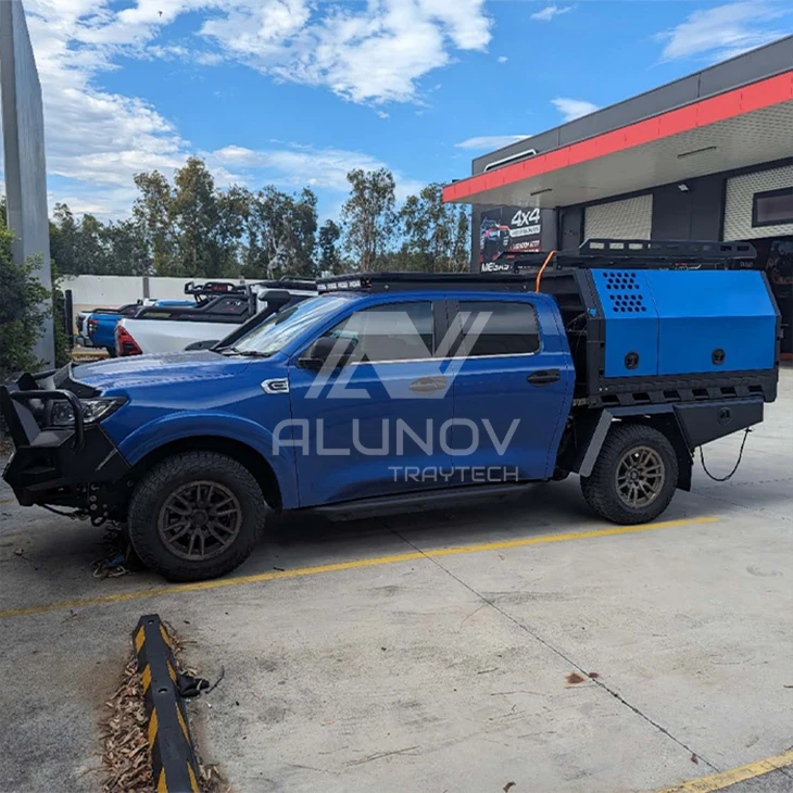 Nissan Mitsubishi Pickups 4x4 4WD Dual Single Extend Cab Ute Canopy with Whale Tail Handle Lock Flat Aluminum Alloy Tray
