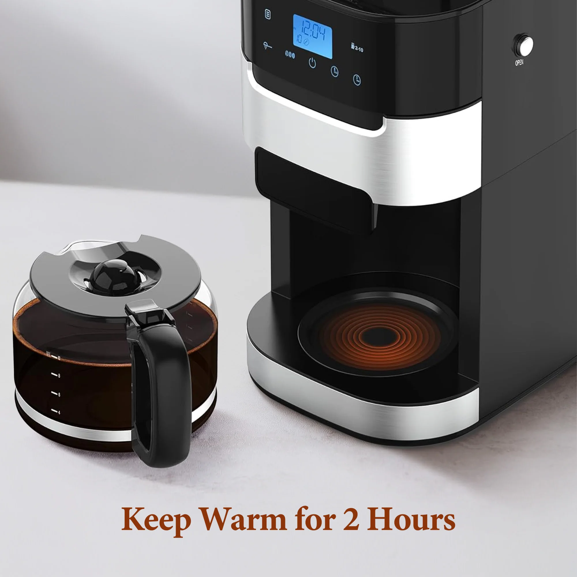 Grind and Brew Coffee Maker with Burr Grinder 1.5L Water Tank Programme Coffee Machine