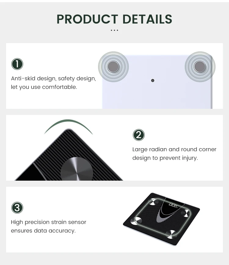 180kg Smart body fat weight analyzer scale with body fat weight analysis app