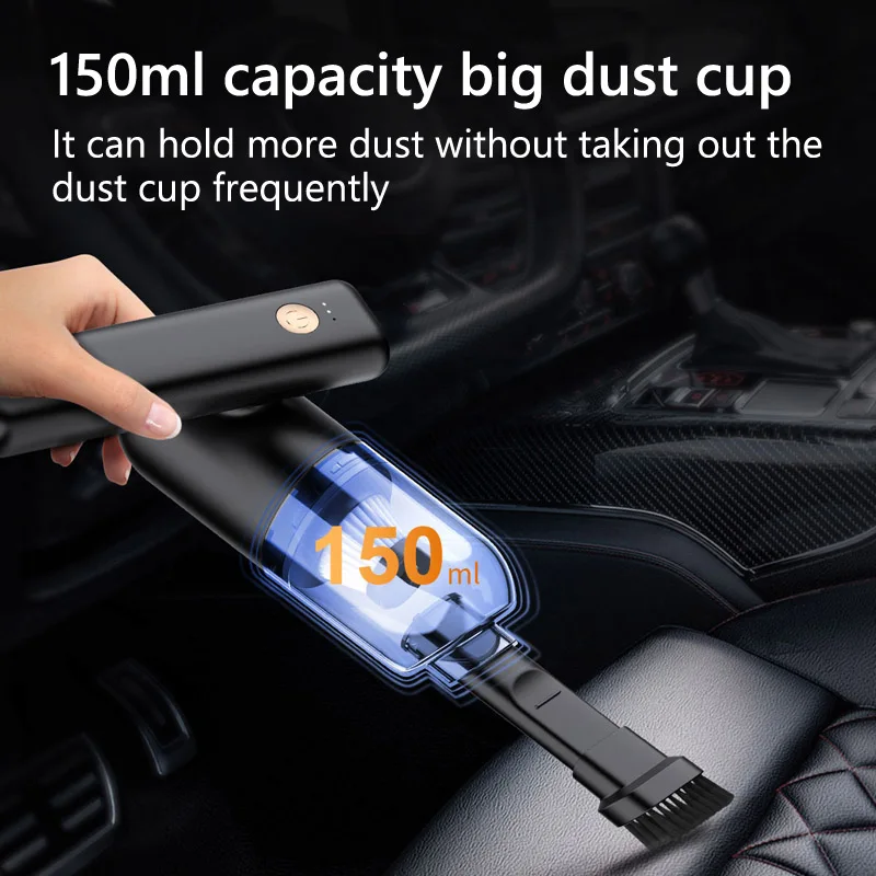 Folding Rotation Strong Suction Led Lighting 6000Pa Powerful Handheld Rechargeable Portable Cordless Car Vacuum Cleaner