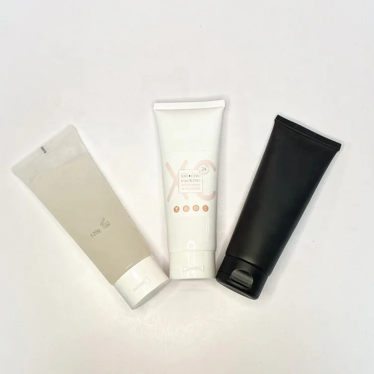 120g 150g 200g 250g Empty Plastic Facial Cleanser Scrub Butter Matte Black Soft Cosmetic Lotion Squeeze Tube for Cream