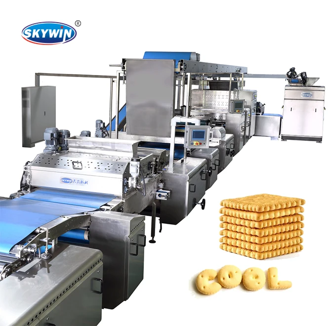 2022 SKWYIN Hello panda finger cracker biscuit maker line making sandwich hard and soft biscuit rotary molder production line
