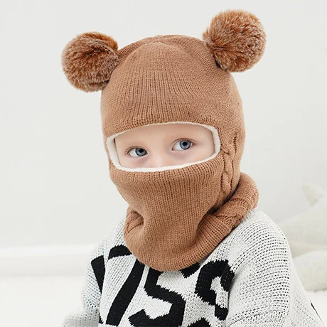 Детская зимняя вязаная шапка и шарф, комплект с теплой подкладкой и кепки для От 2 до 7 лет Одежда для мальчиков и девочек