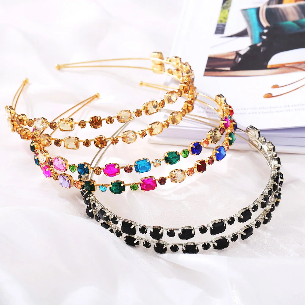 New double layer diamond headband Creative retro baroque style full drill headband