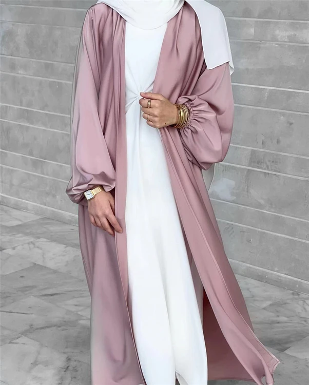 Wholesale Latest Abaya Designs Islamic Modest Dresses Eid Clothes Puff Sleeve Turkish Arabic Women Dubai Muslim Robe Abaya Dress