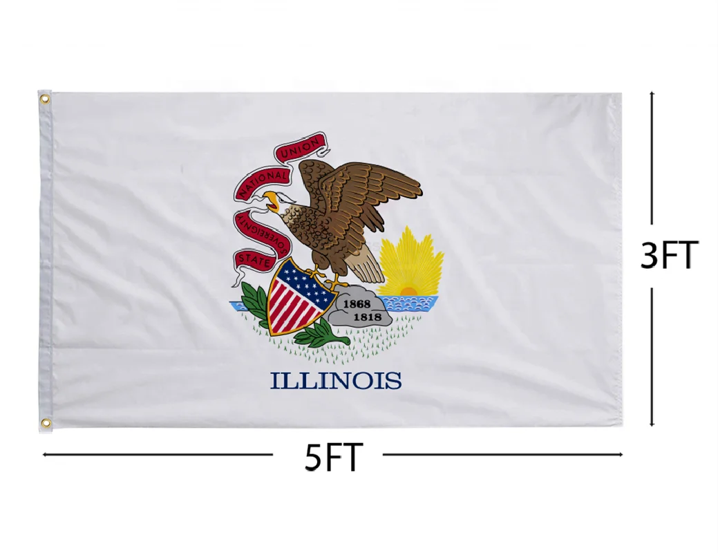 Hot sales printing Illinois flag 100% polyester America state flag custom countries flag banner