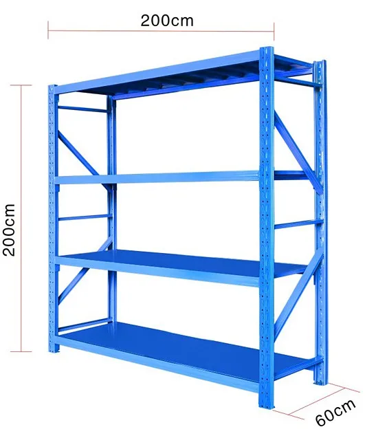 Factory 2000*600*2000 Adjustable 4 Shelves Metal Warehouse Steel Storage Racks System