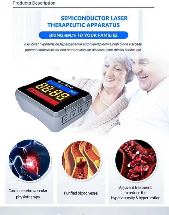 650nm cold laser therapy wrist watch wearable devices smart watch for diabetics high blood pressure treatment