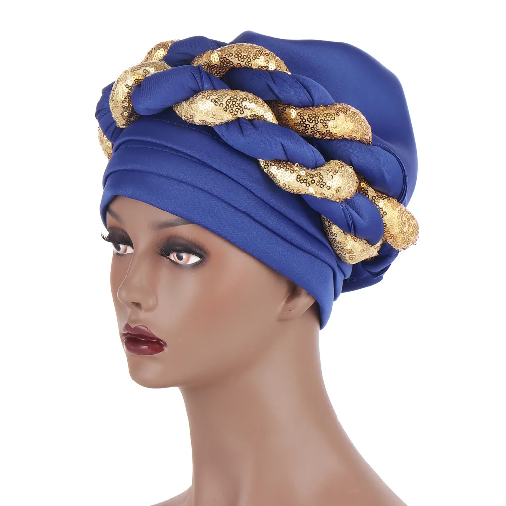  Muslim Braid Turban Cap Women Bandanas Hat For Female Headscarf African With