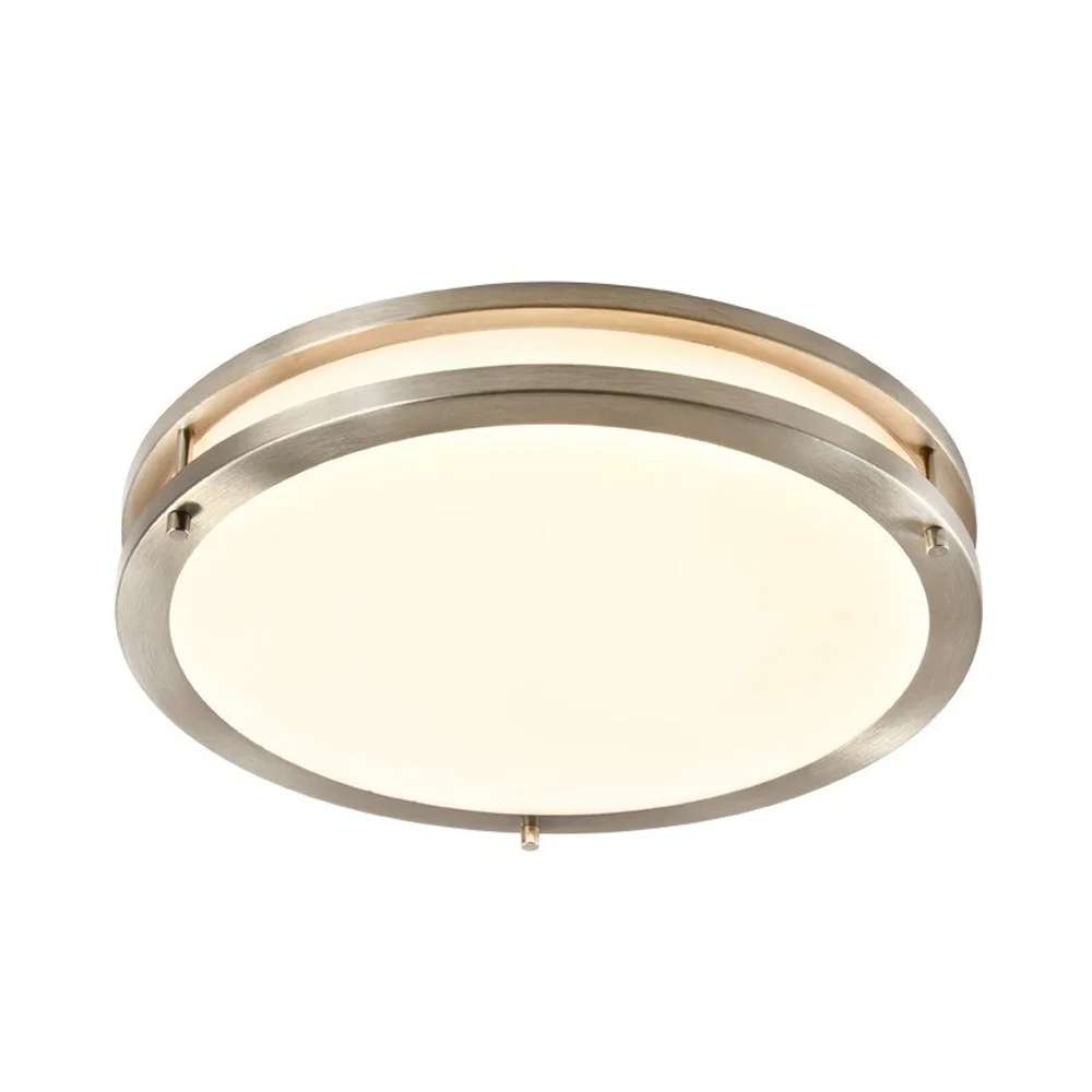 Dual Ring Ceiling Light Brushed Nickel Led Ceiling Light for Kitchen Bedroom Hallway Porch Led Lights Large Flush Mount