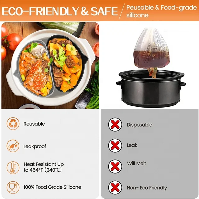 Slow Cooker Liners fit Air Fryer Accessories Non-stick Basket Mats Round Reusable Silicone Air Fryer Liners