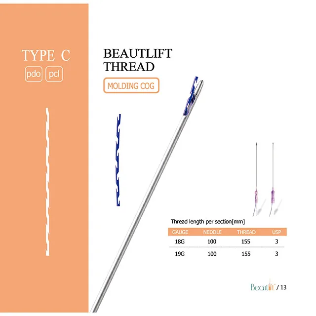 Beautlift Высокое качество 19 г 100 мм L Blunt 4d нить cog pdo лифтинг для лица Корея