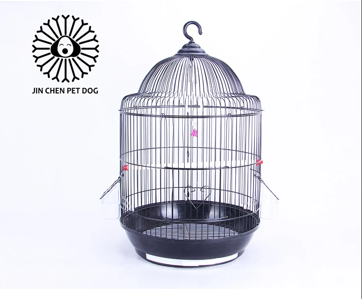 Multifunctional custom pet bird cage round luxury breeding parrot cage household movable metal pet cage
