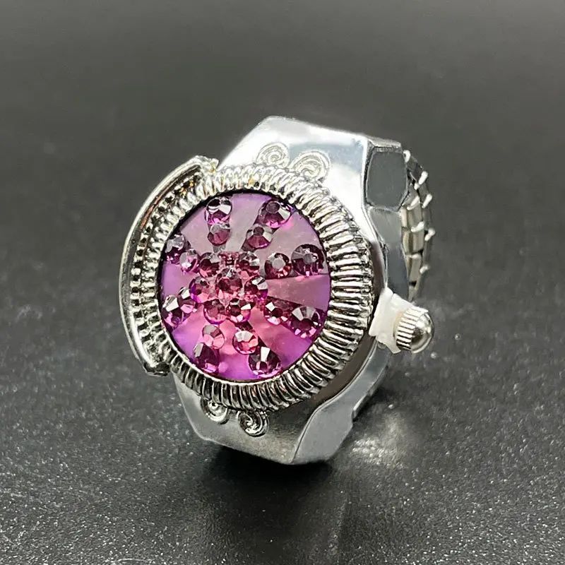 Free Size Luxury Rhinestone Rings Quartz Watches Women Girls Ring Watch Ladies Fashion Clock relojes