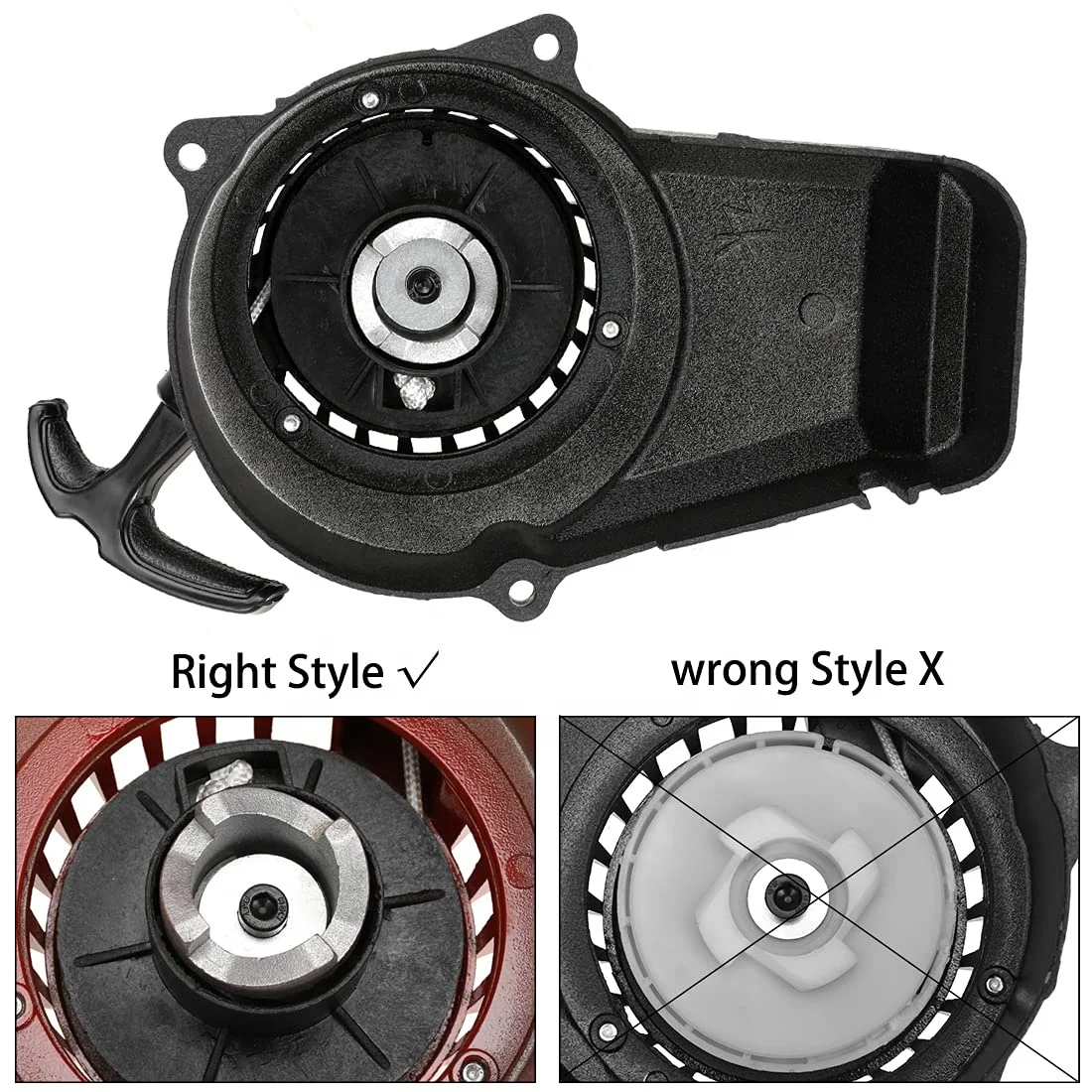 HIAORS Pull Recoil Start Starter for 2 Stroke Engine 47 49 50cc ATV Quad 4 Wheeler Go Kart Pit Dirt Mini Pocket Bike Motor Black