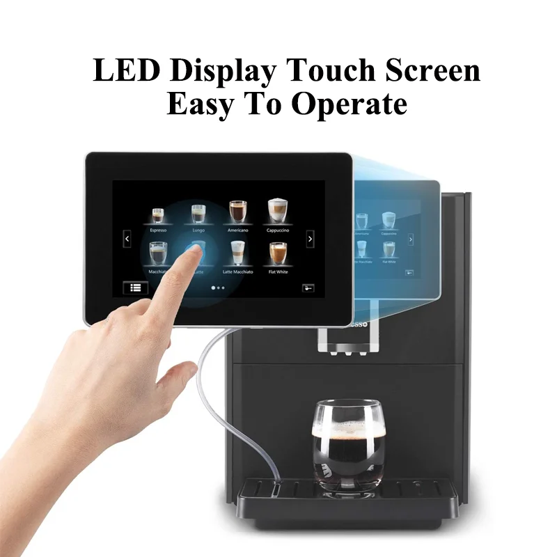 Brewing Americano Cappuccino Latte Macchiato Flat White Espresso Fully Automatic Espresso Coffee Machines with LED Touch Screen